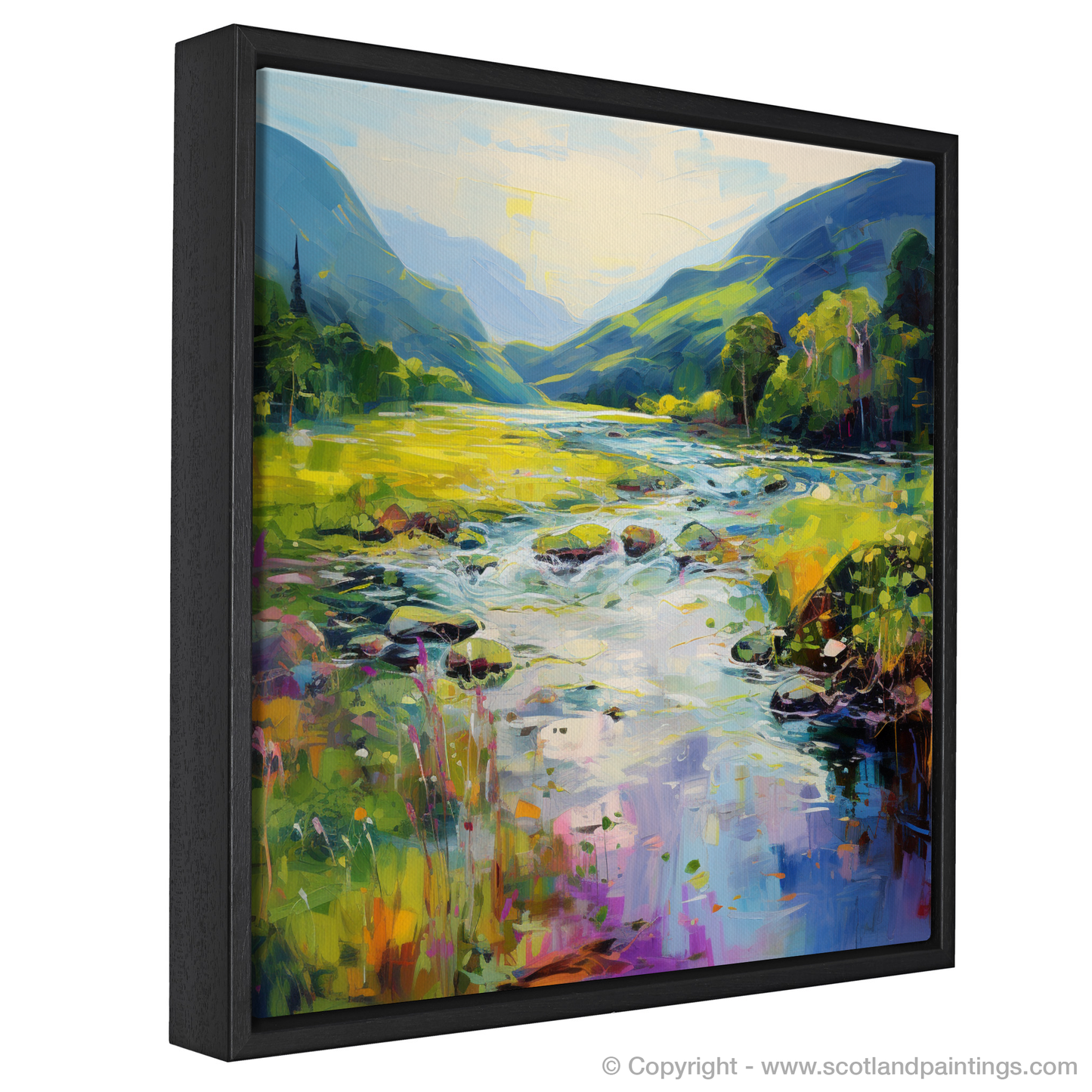 Painting and Art Print of River in Glencoe during summer entitled "Summer Serenade on the River Glencoe".