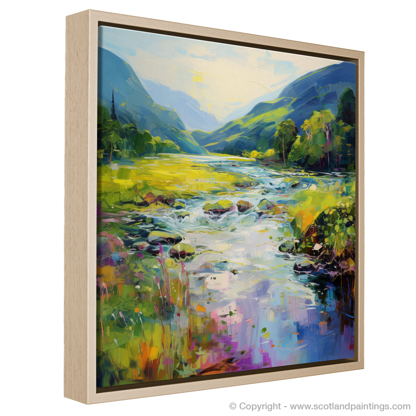 Painting and Art Print of River in Glencoe during summer entitled "Summer Serenade on the River Glencoe".