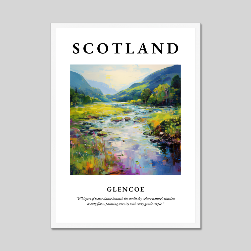 Poster in a white frame with the word Scotland