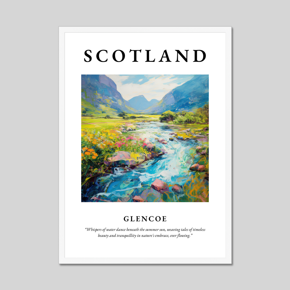 Poster in a white frame with the word Scotland