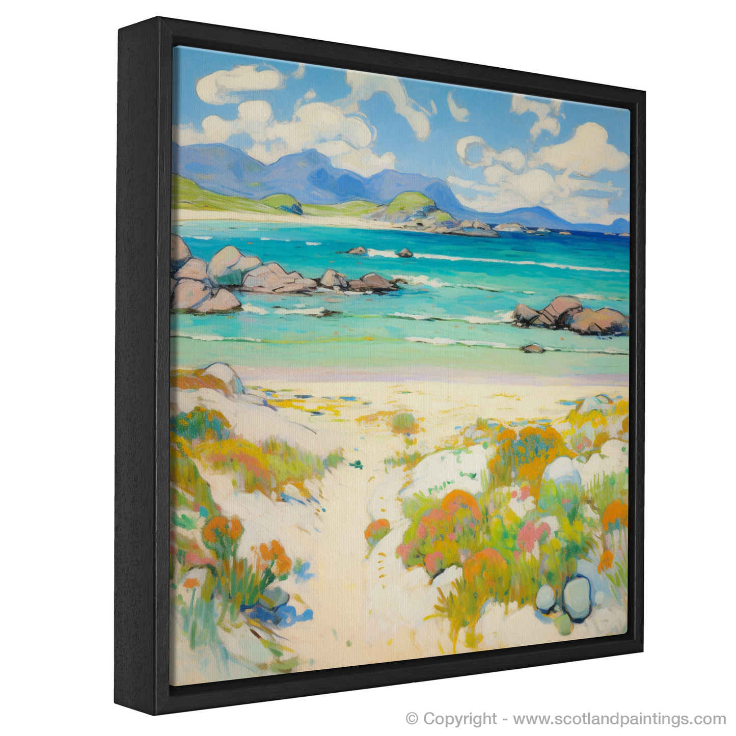 Painting and Art Print of Mellon Udrigle Beach, Wester Ross in summer entitled "Mellon Udrigle Beach Serenade in Impressionist Hues".