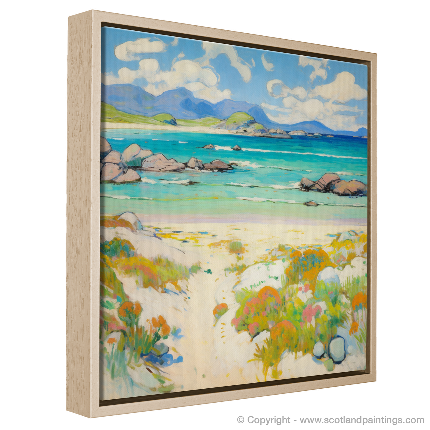 Painting and Art Print of Mellon Udrigle Beach, Wester Ross in summer entitled "Mellon Udrigle Beach Serenade in Impressionist Hues".