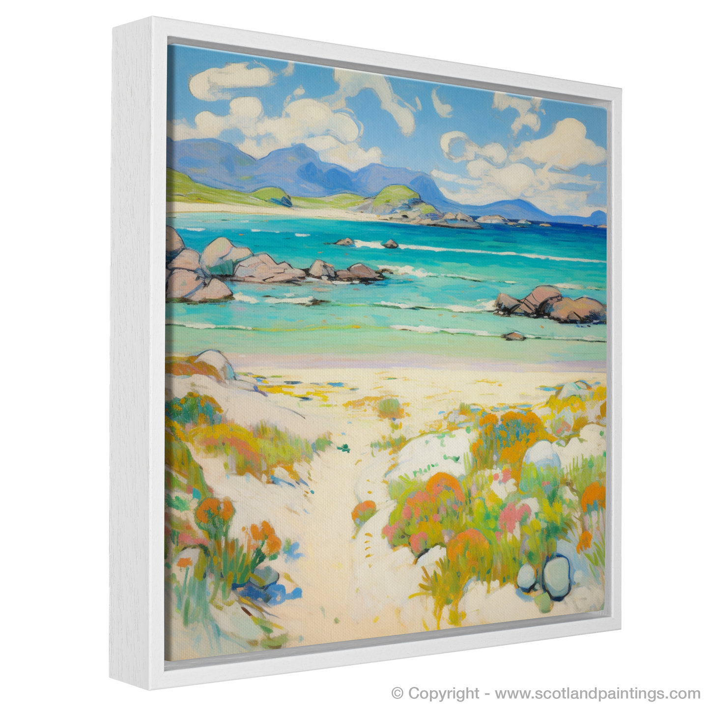 Painting and Art Print of Mellon Udrigle Beach, Wester Ross in summer entitled "Mellon Udrigle Beach Serenade in Impressionist Hues".