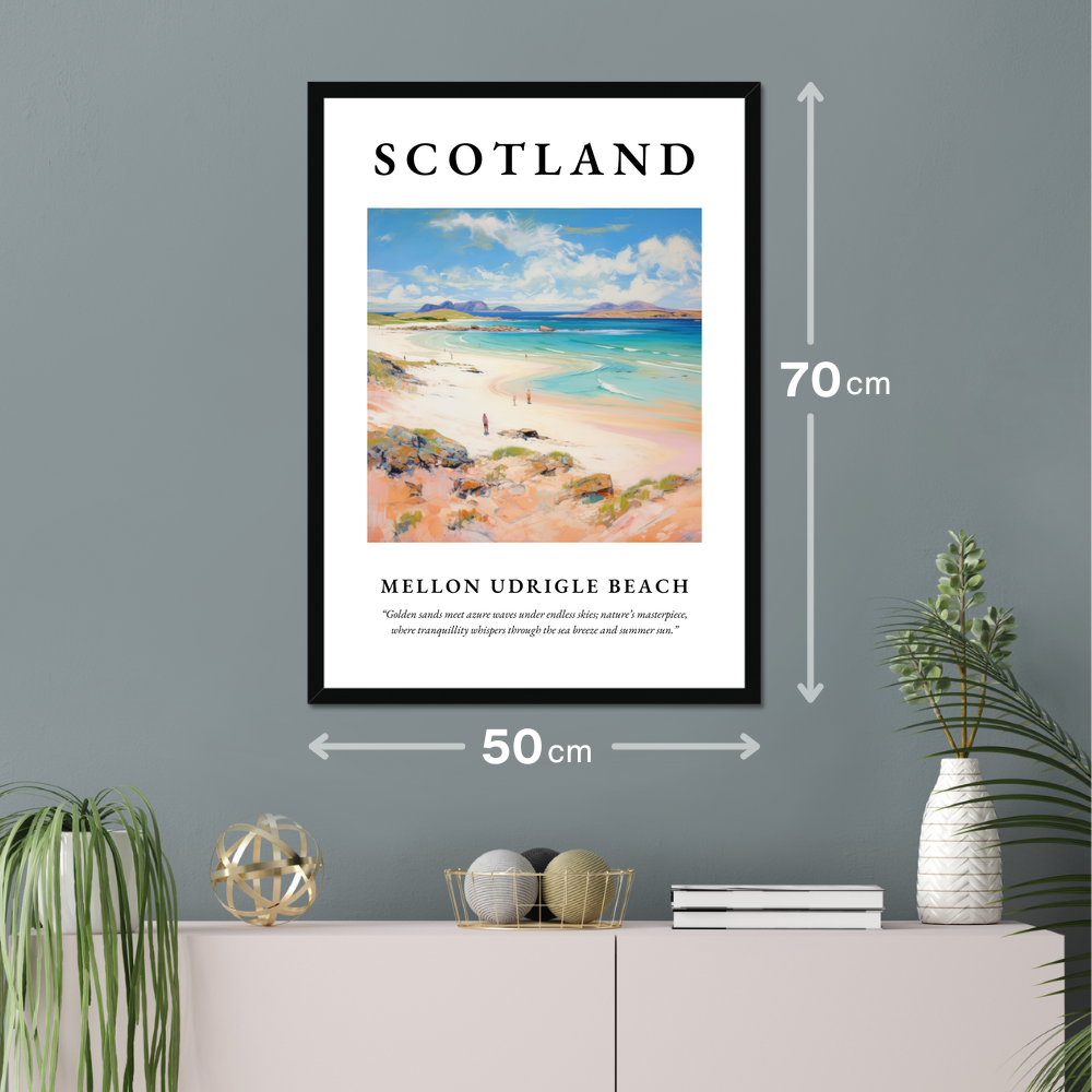 Poster of Mellon Udrigle Beach hanging on a wall