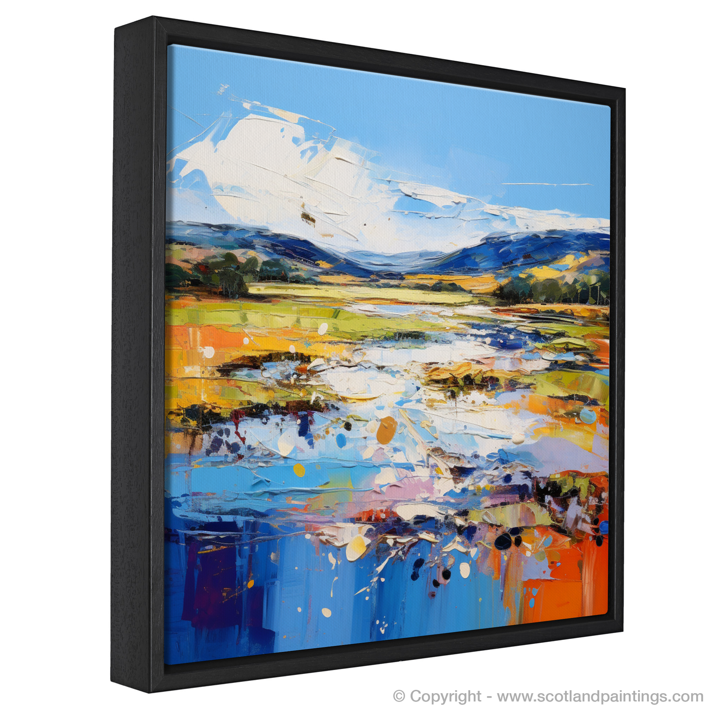 Painting and Art Print of Loch Doon, Ayrshire in summer entitled "Summer Blaze at Loch Doon".