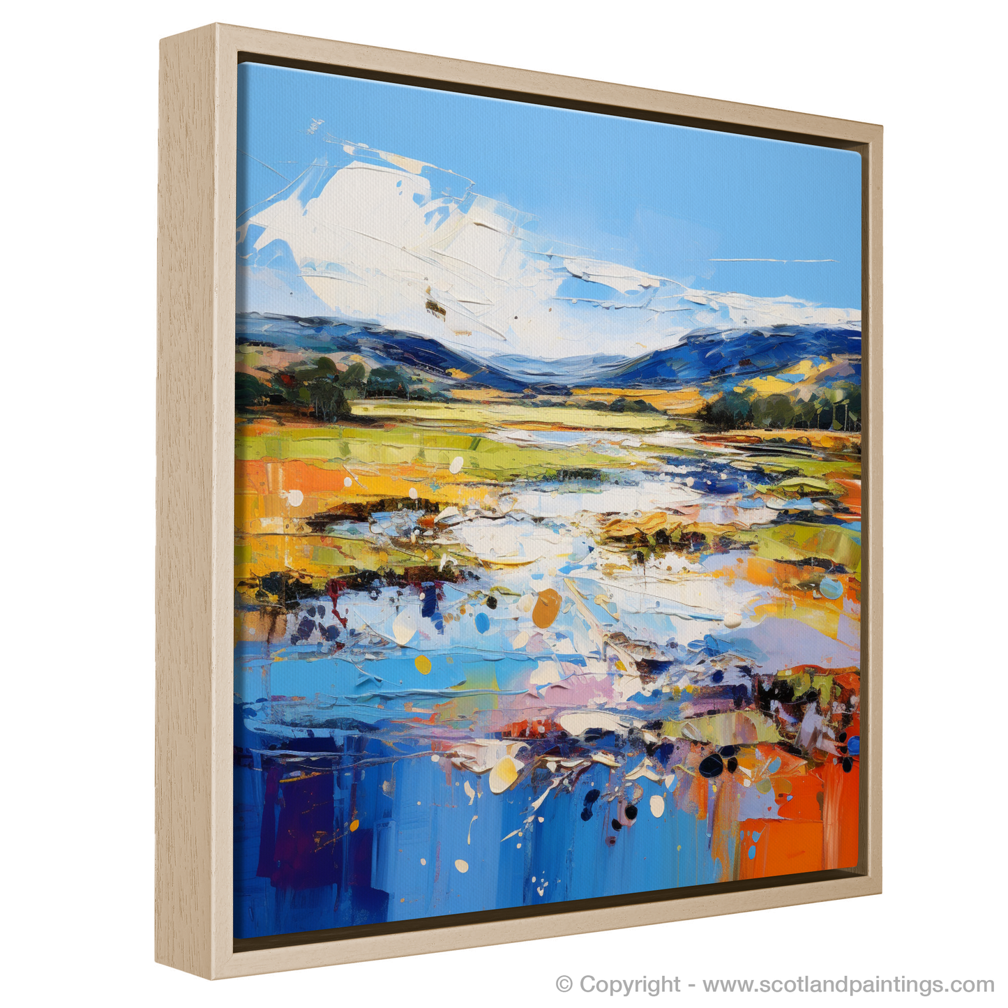 Painting and Art Print of Loch Doon, Ayrshire in summer entitled "Summer Blaze at Loch Doon".