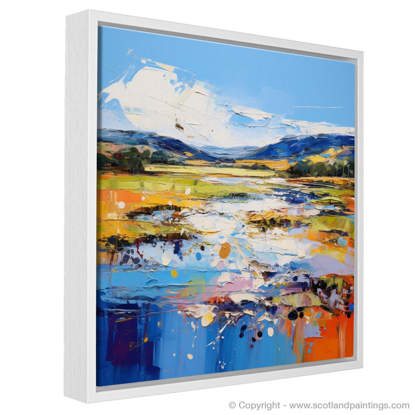 Painting and Art Print of Loch Doon, Ayrshire in summer entitled "Summer Blaze at Loch Doon".