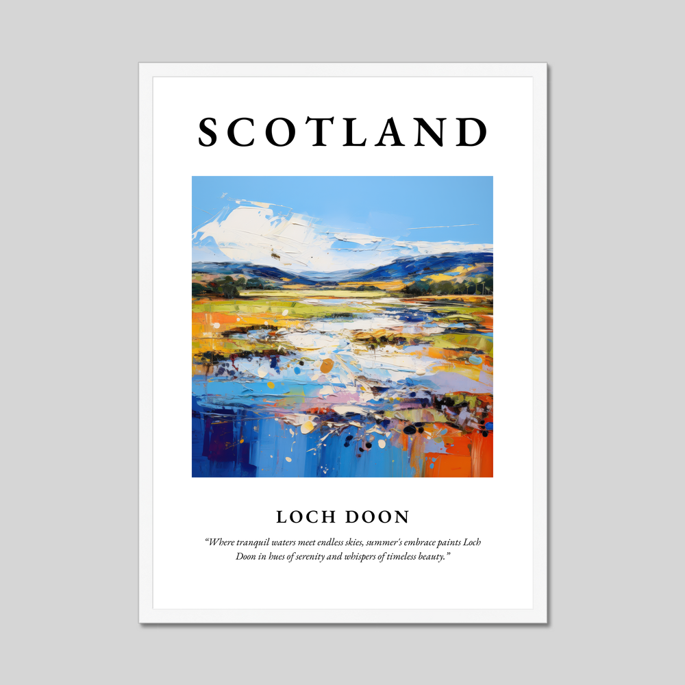 Poster in a white frame with the word Scotland