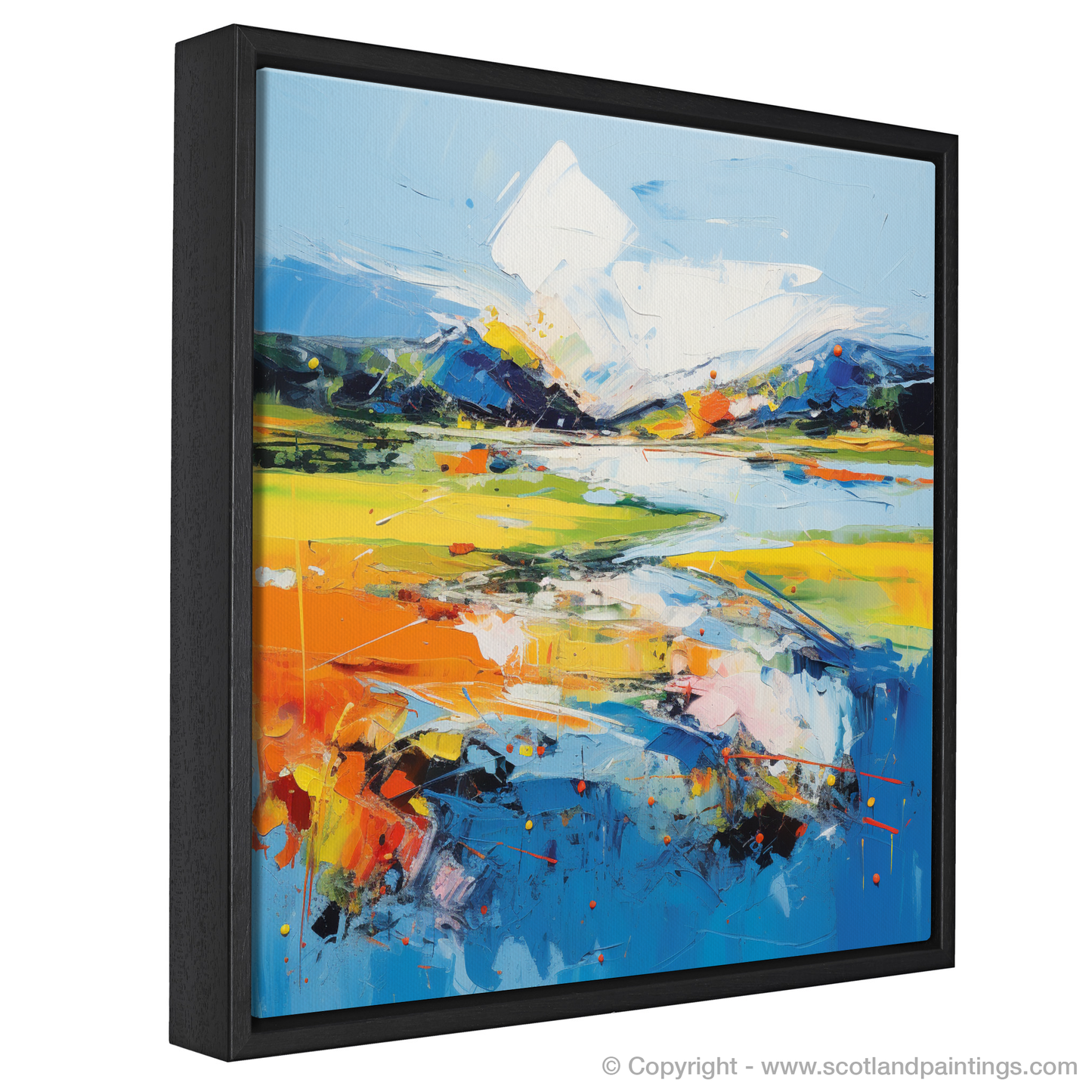 Painting and Art Print of Loch Doon, Ayrshire in summer entitled "Summer Blaze at Loch Doon Ayrshire".