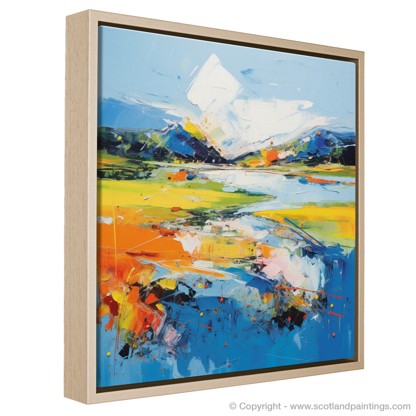 Painting and Art Print of Loch Doon, Ayrshire in summer entitled "Summer Blaze at Loch Doon Ayrshire".