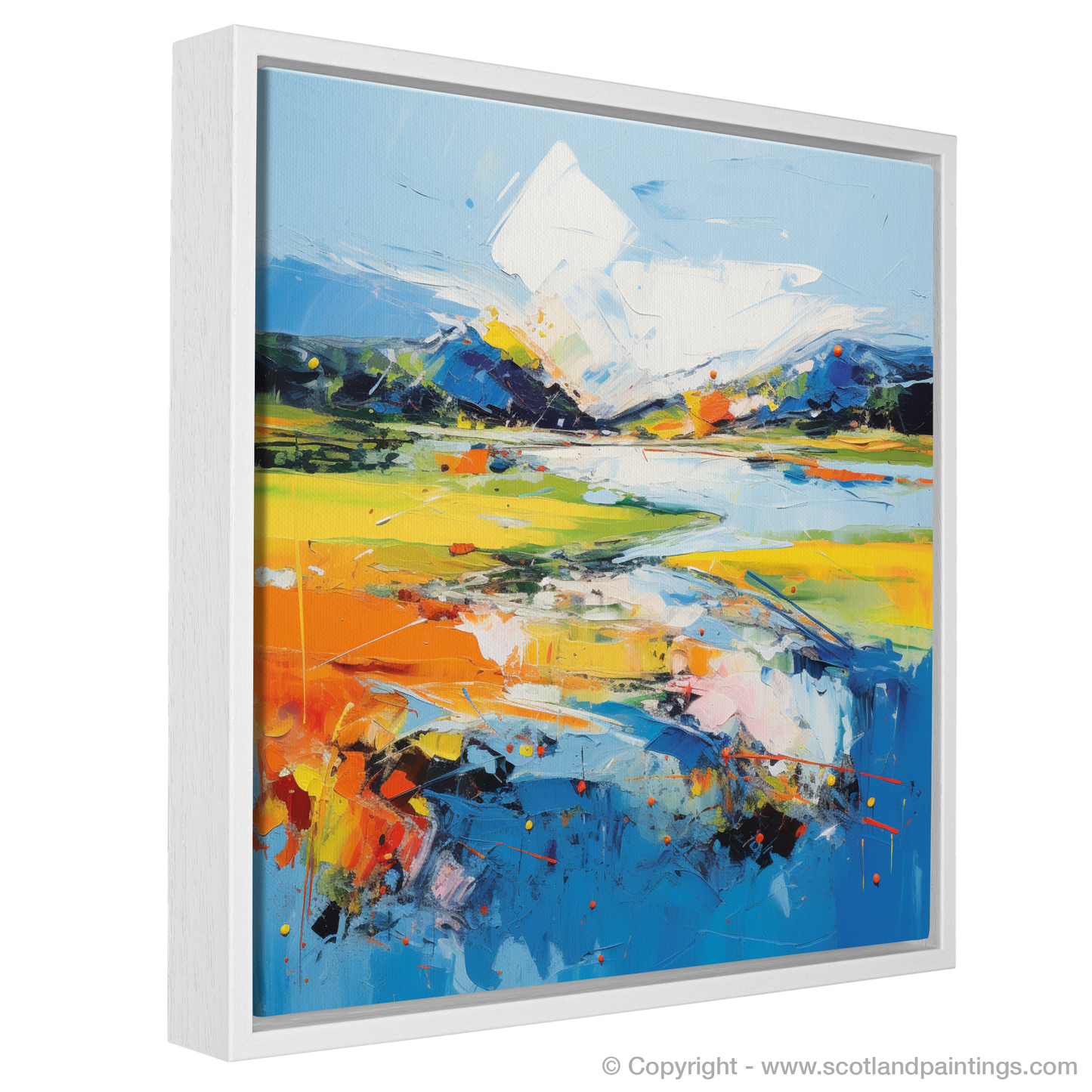 Painting and Art Print of Loch Doon, Ayrshire in summer entitled "Summer Blaze at Loch Doon Ayrshire".