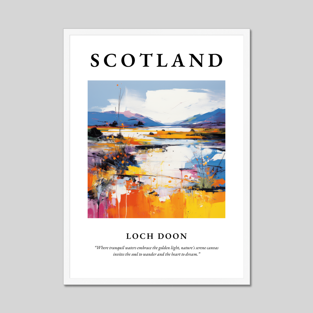 Poster in a white frame with the word Scotland