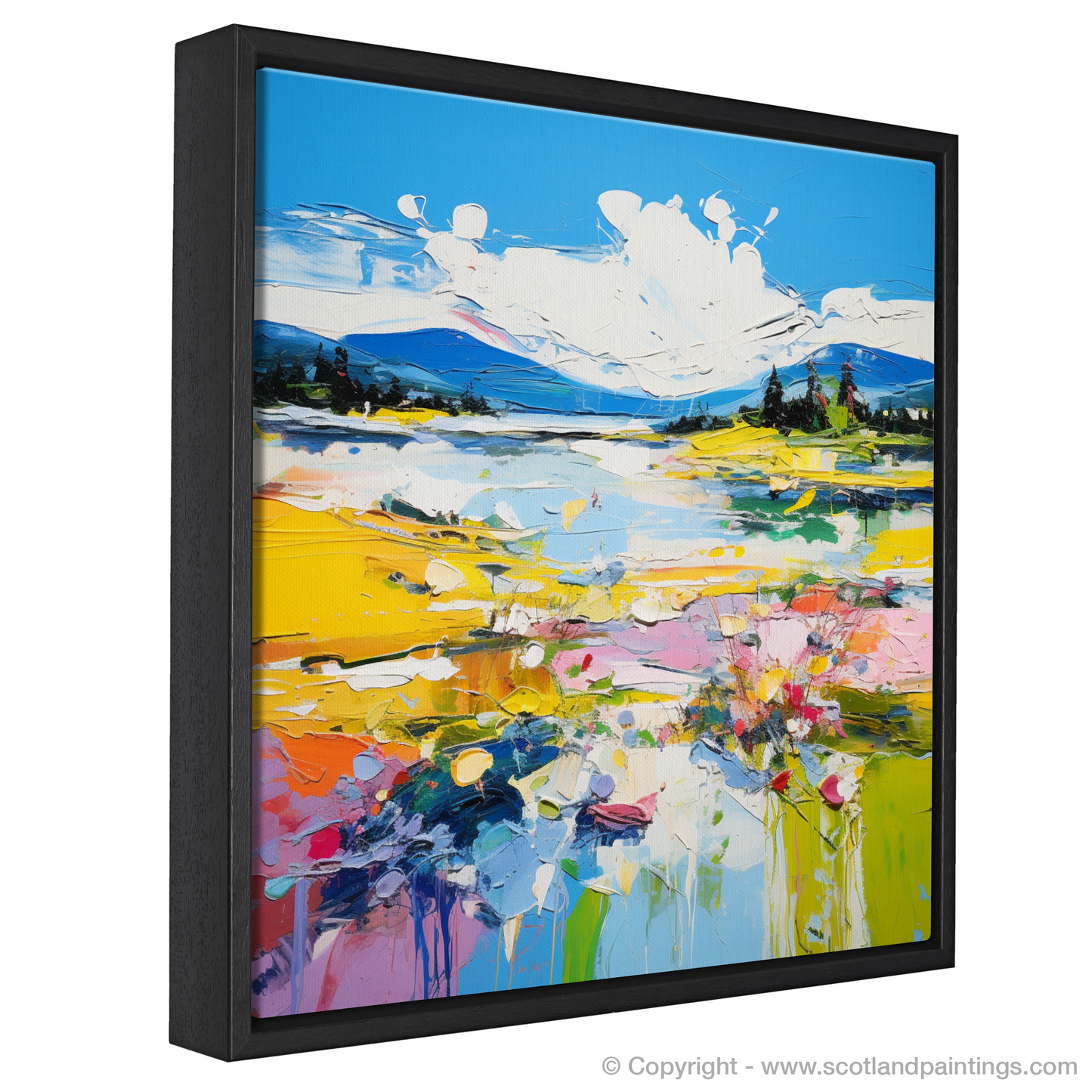 Painting and Art Print of Loch Doon, Ayrshire in summer entitled "Abstract Essence of Loch Doon in Summer".