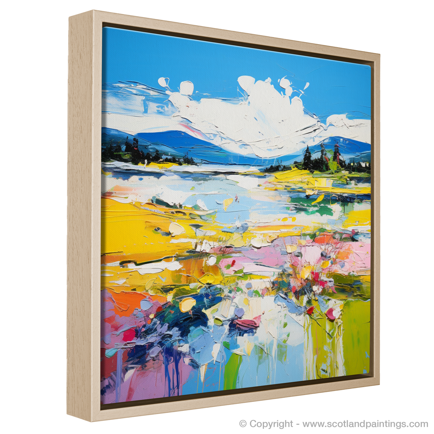 Painting and Art Print of Loch Doon, Ayrshire in summer entitled "Abstract Essence of Loch Doon in Summer".