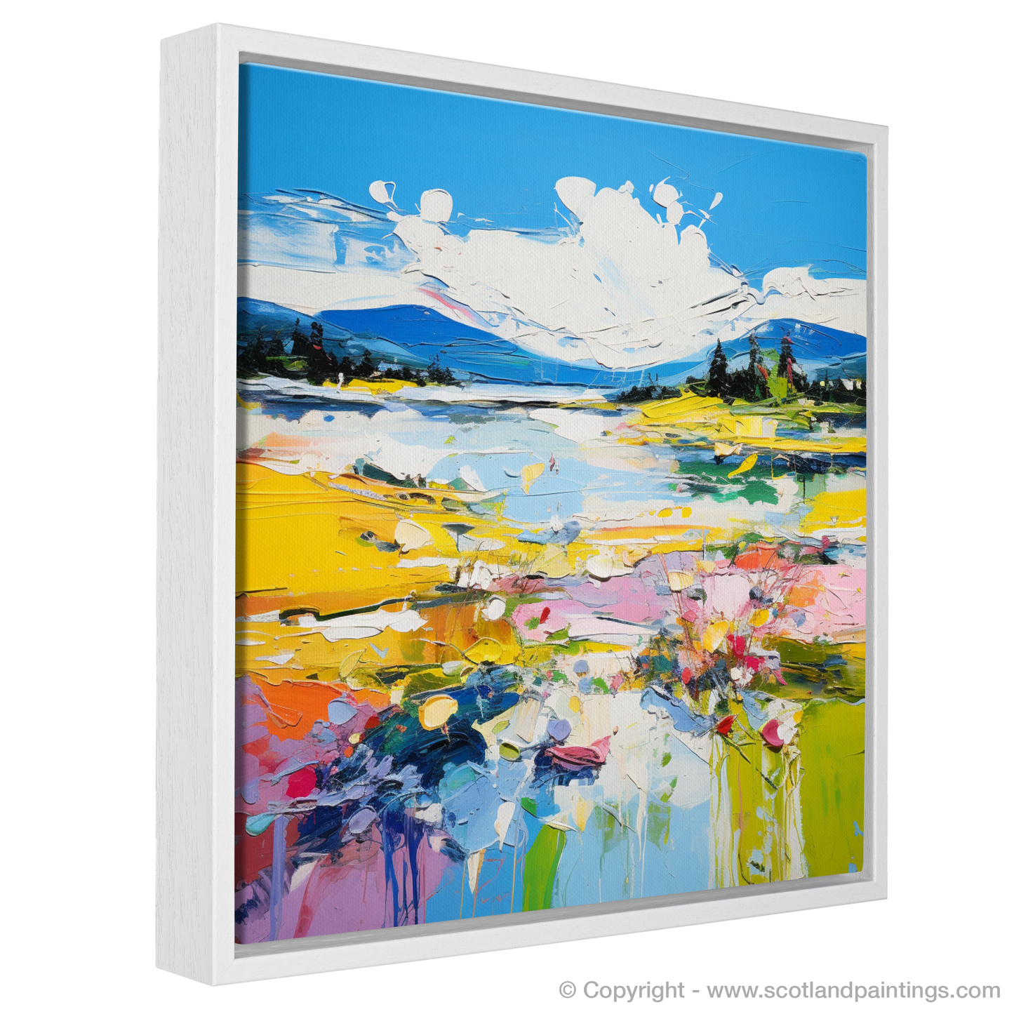 Painting and Art Print of Loch Doon, Ayrshire in summer entitled "Abstract Essence of Loch Doon in Summer".