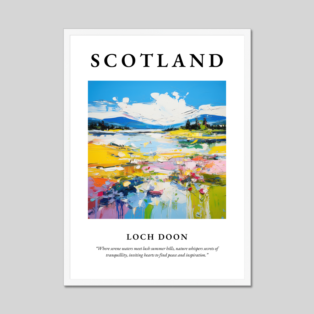 Poster in a white frame with the word Scotland