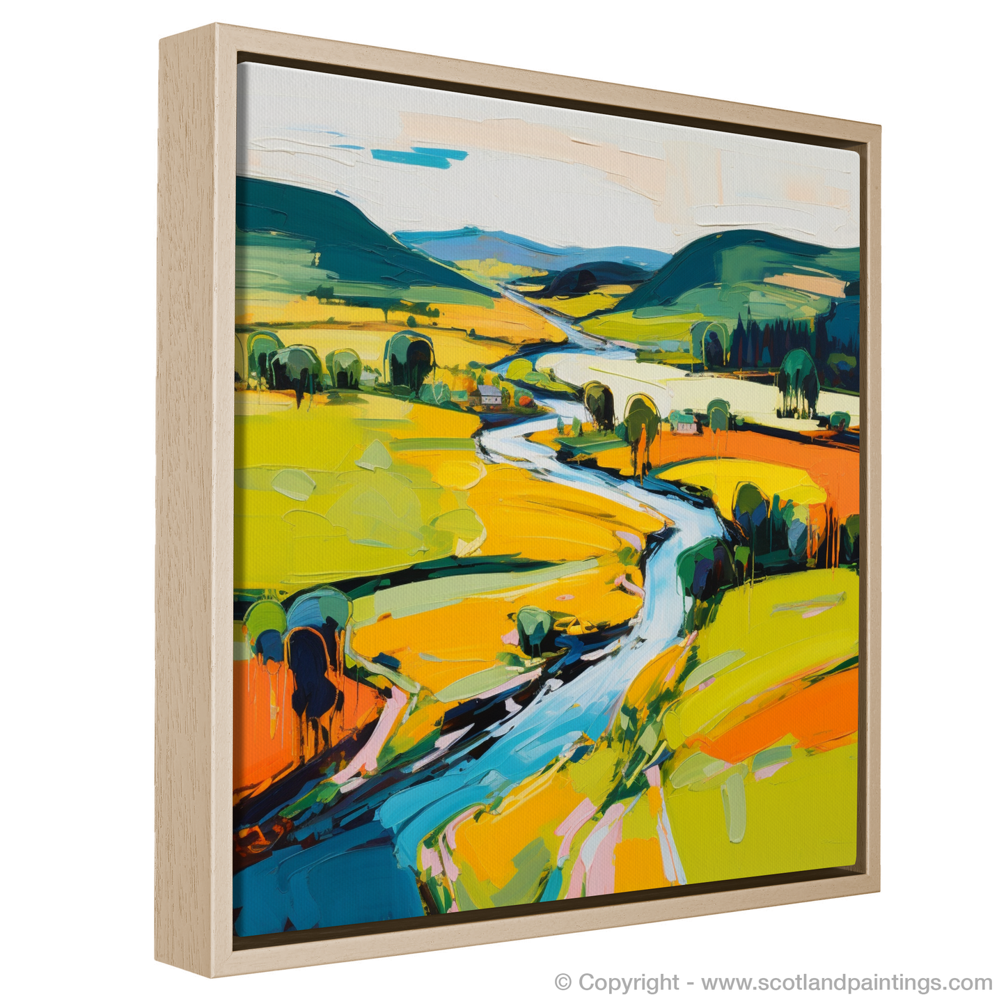 Painting and Art Print of River Tweed, Scottish Borders in summer entitled "Summer Rhapsody on the River Tweed".