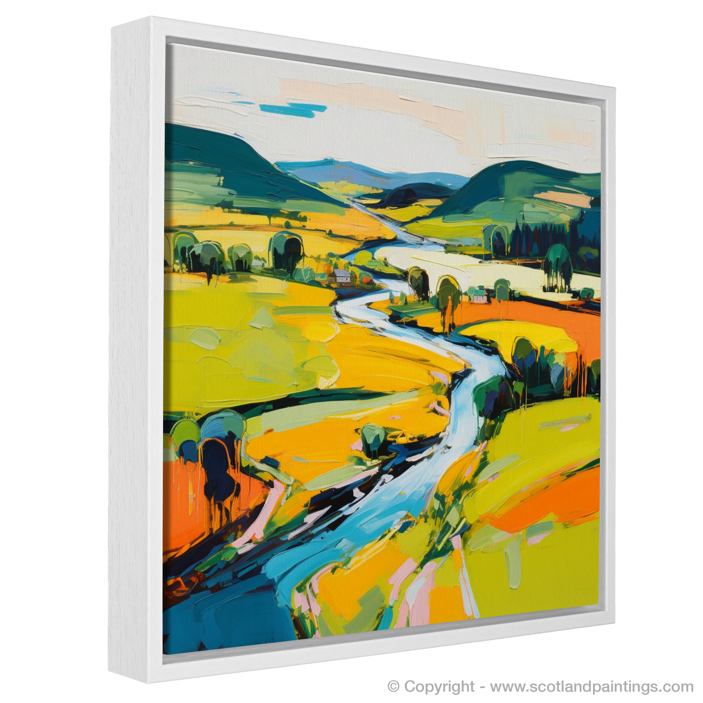 Painting and Art Print of River Tweed, Scottish Borders in summer entitled "Summer Rhapsody on the River Tweed".