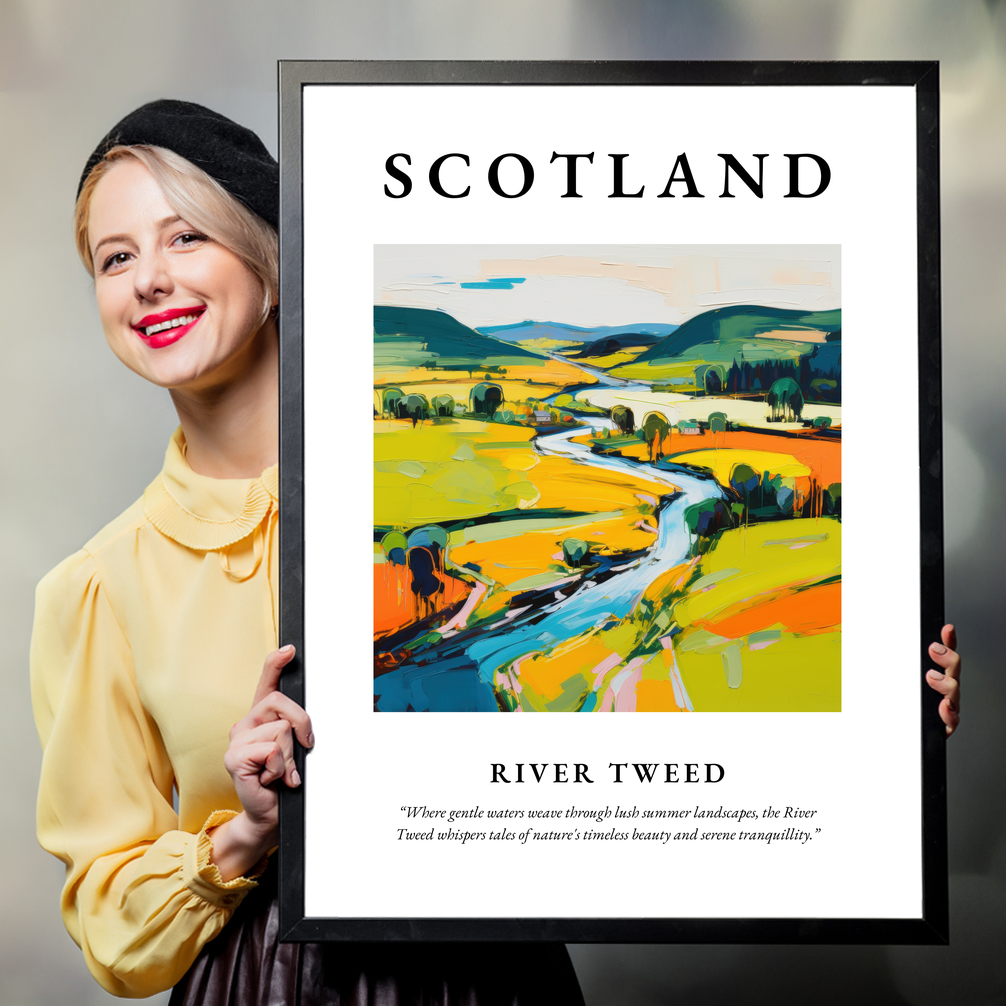 Person holding a poster of River Tweed