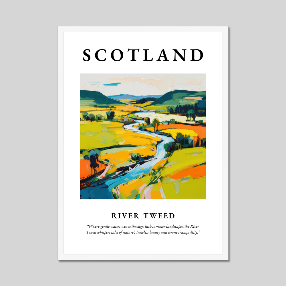 Poster in a white frame with the word Scotland