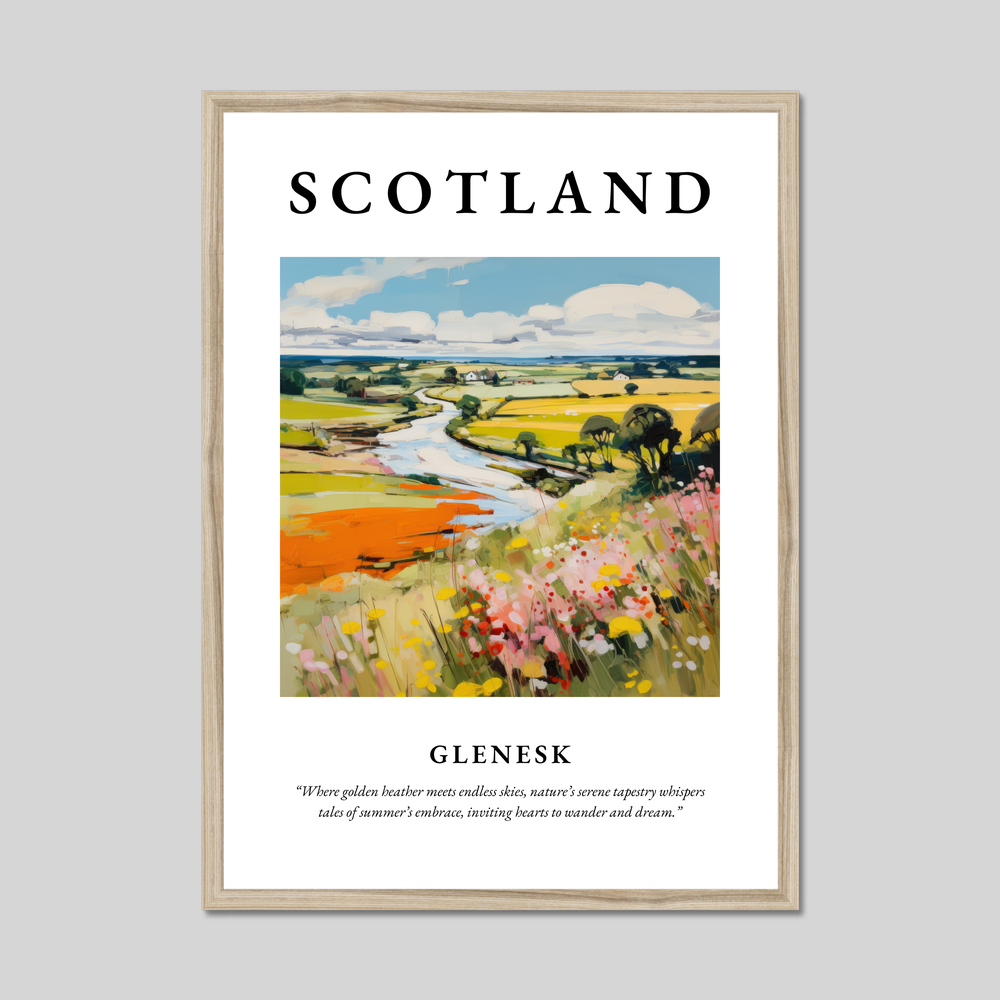 Poster in a natural frame with the word Scotland