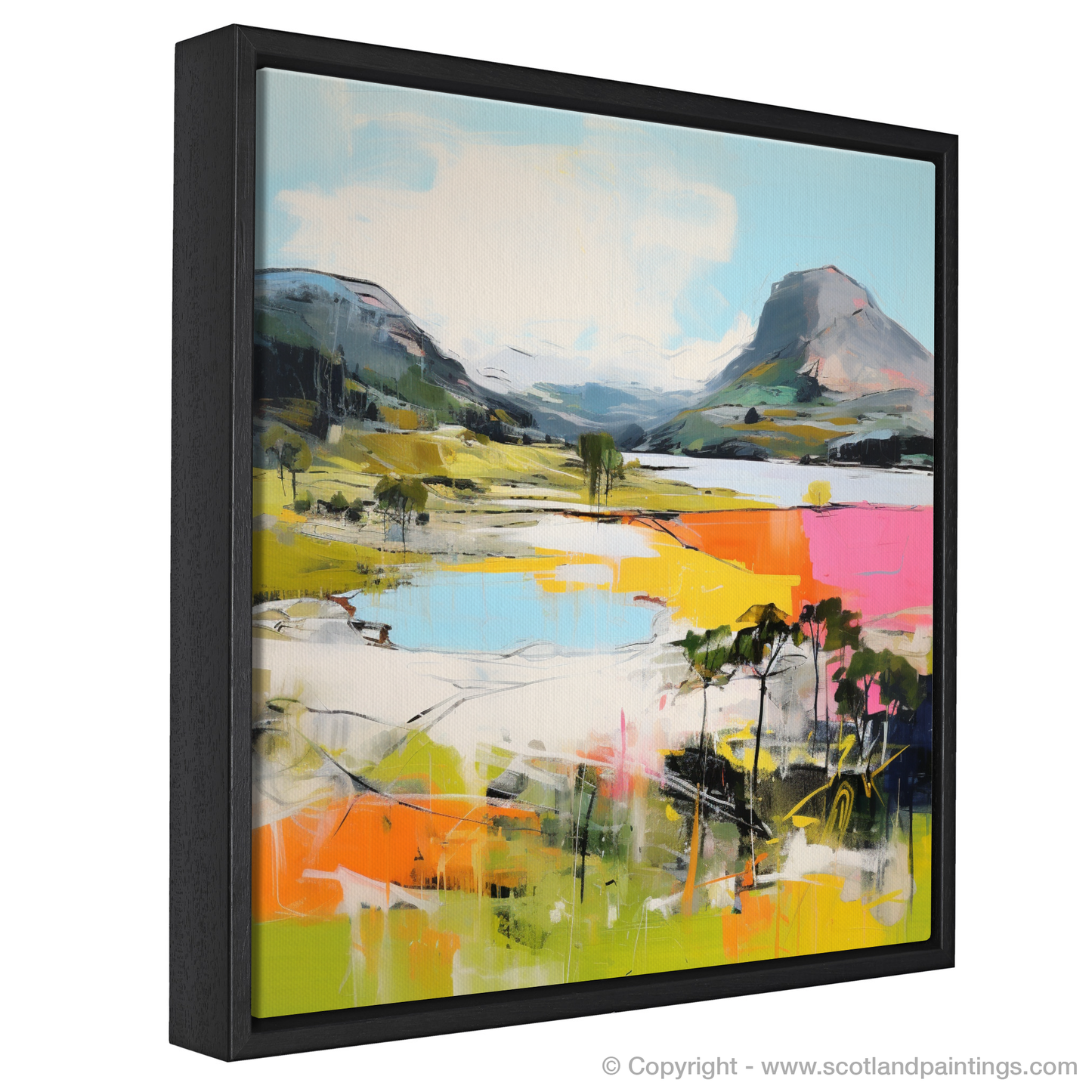 Painting and Art Print of Loch Maree, Wester Ross in summer entitled "Summer Vibrance of Loch Maree".