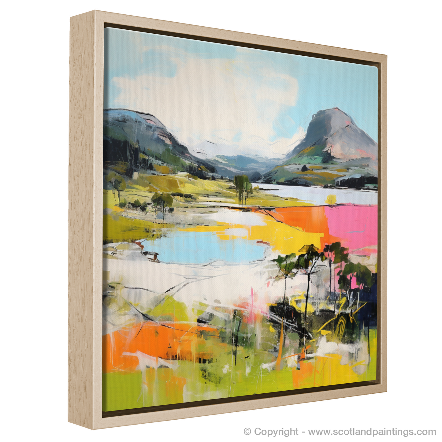 Painting and Art Print of Loch Maree, Wester Ross in summer entitled "Summer Vibrance of Loch Maree".