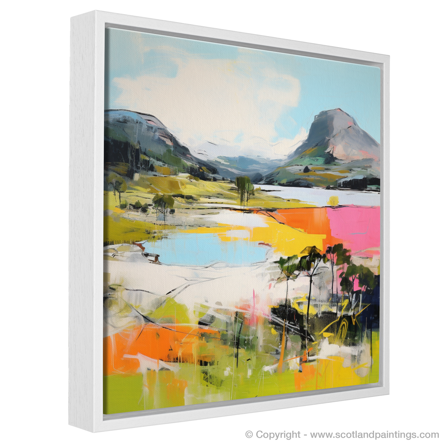 Painting and Art Print of Loch Maree, Wester Ross in summer entitled "Summer Vibrance of Loch Maree".