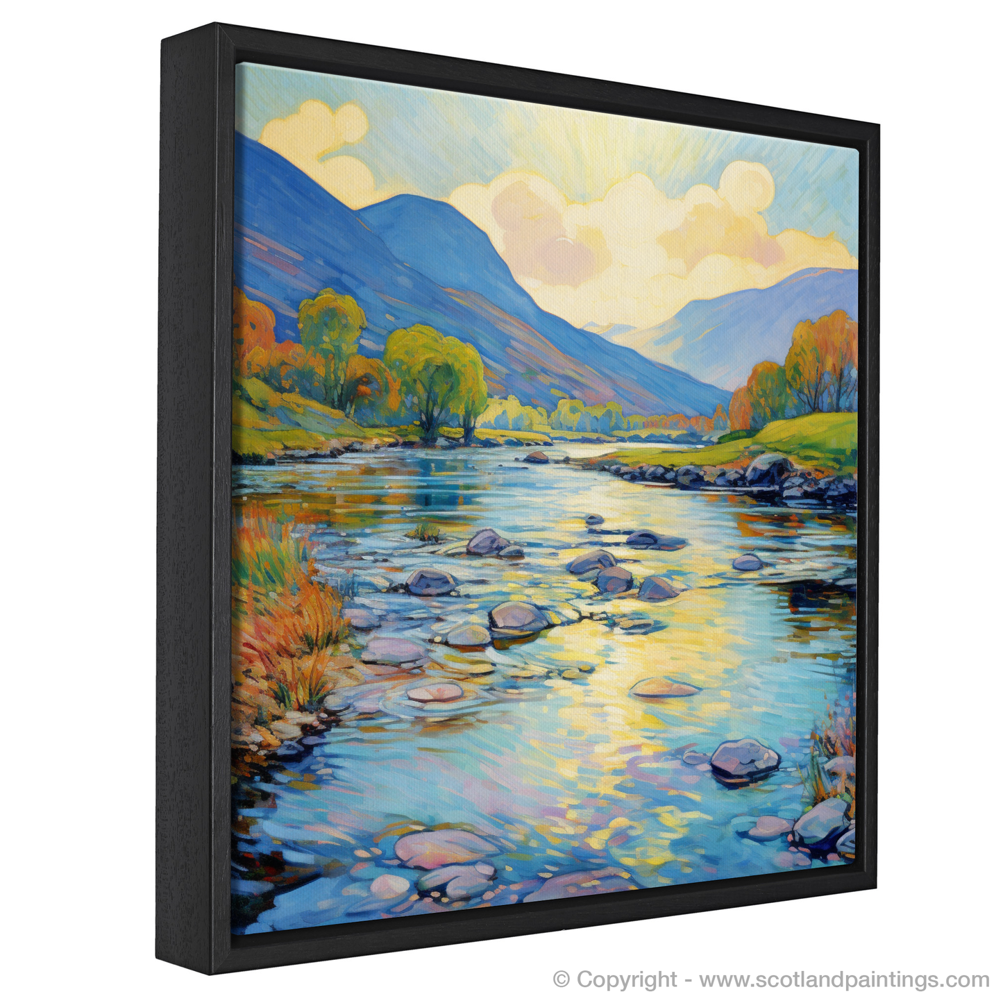 Painting and Art Print of River Orchy, Argyll and Bute in summer entitled "Summer Serenity: An Impressionist Tribute to River Orchy".