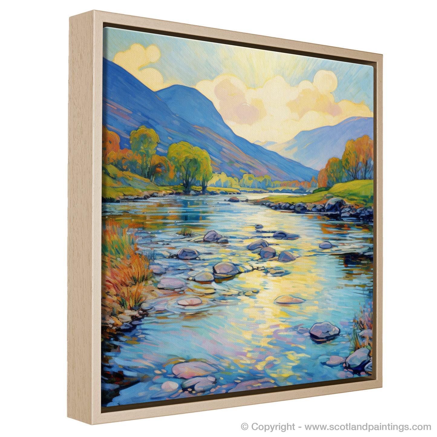 Painting and Art Print of River Orchy, Argyll and Bute in summer entitled "Summer Serenity: An Impressionist Tribute to River Orchy".