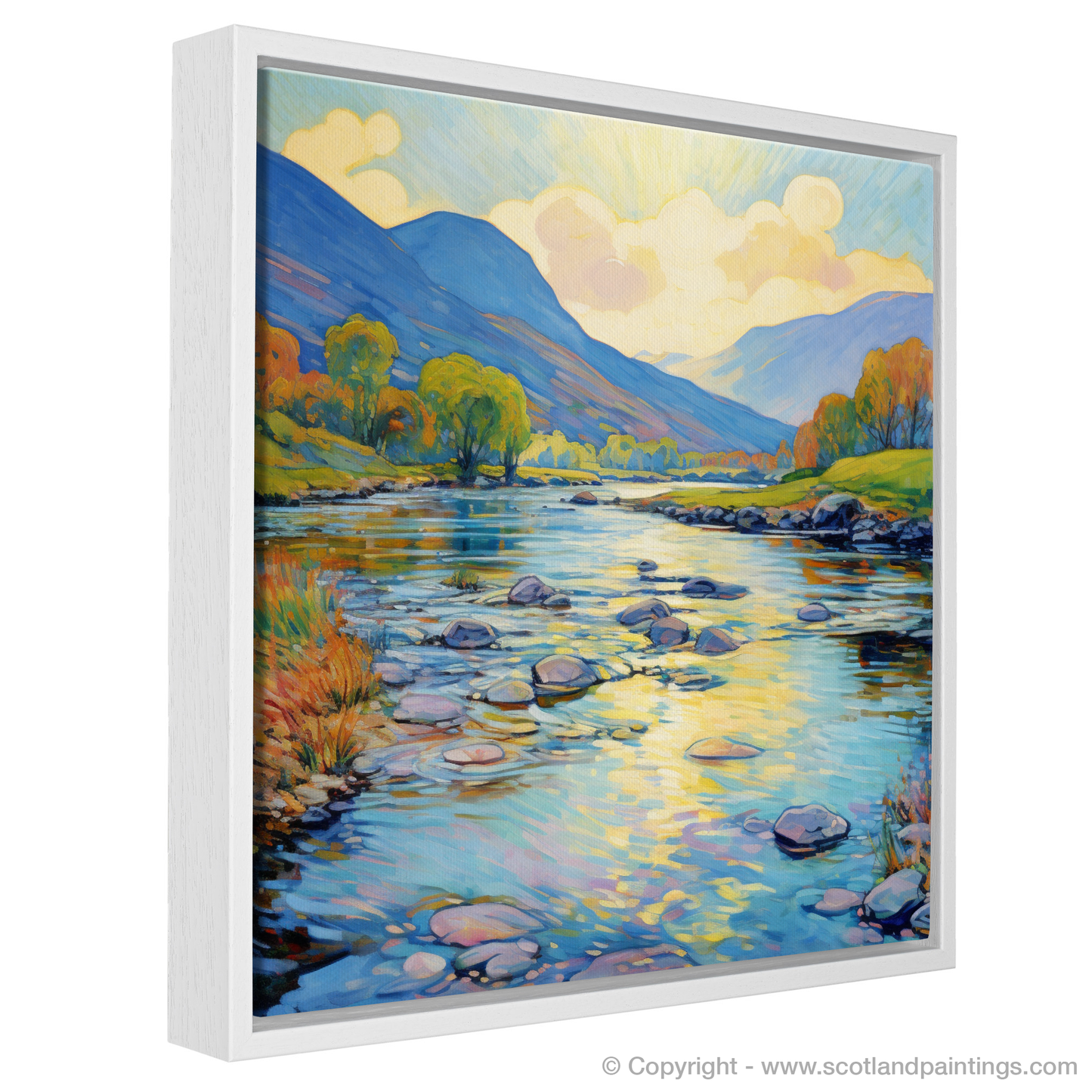 Painting and Art Print of River Orchy, Argyll and Bute in summer entitled "Summer Serenity: An Impressionist Tribute to River Orchy".