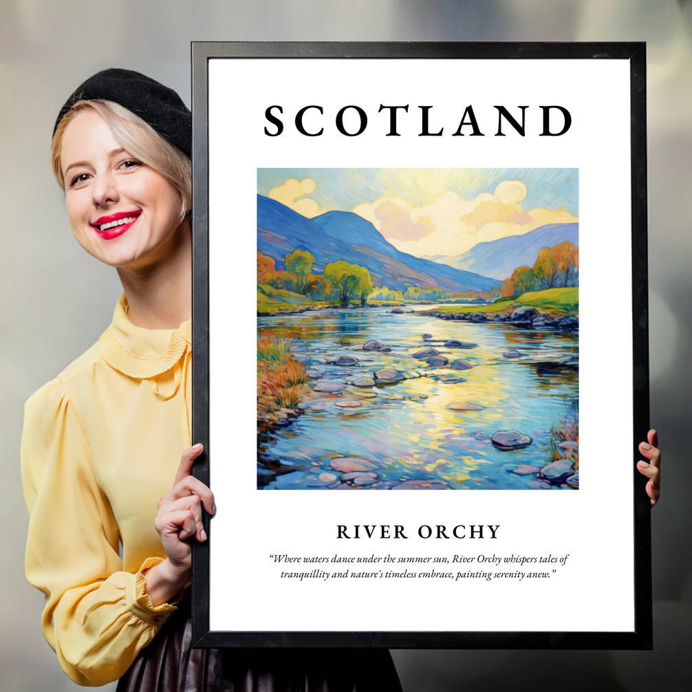 Person holding a poster of River Orchy