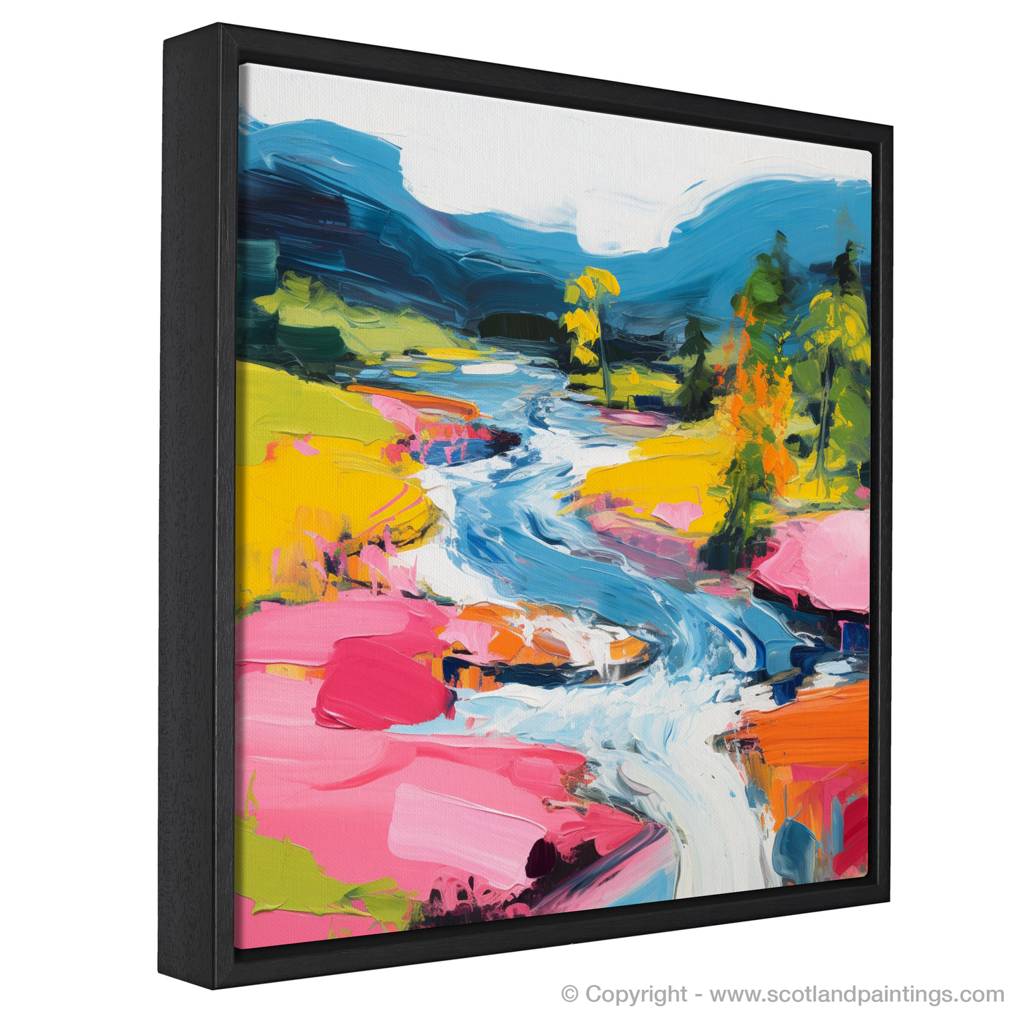 Painting and Art Print of River Garry, Highlands in summer entitled "River Garry Rhapsody: A Highland Summer Symphony".