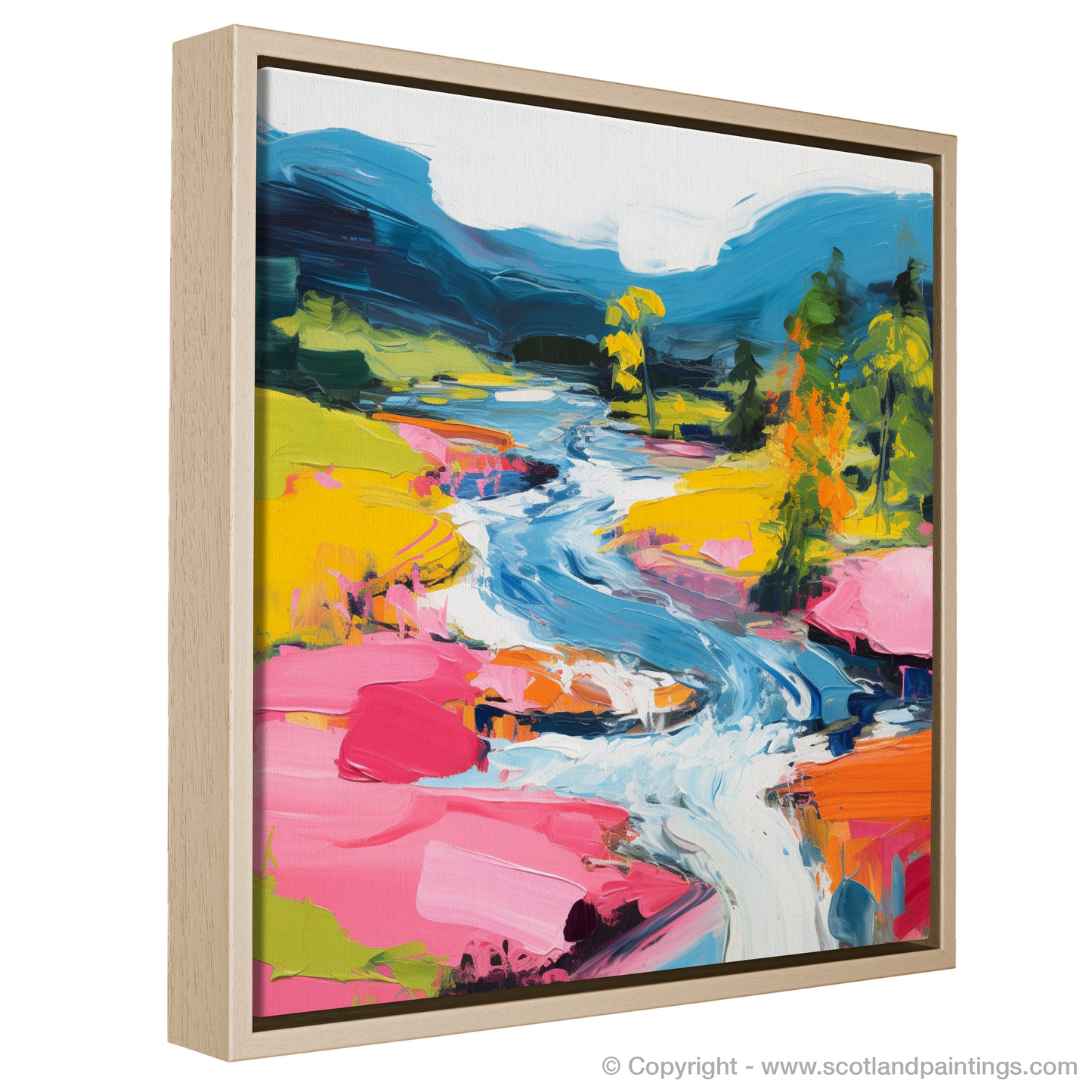 Painting and Art Print of River Garry, Highlands in summer entitled "River Garry Rhapsody: A Highland Summer Symphony".