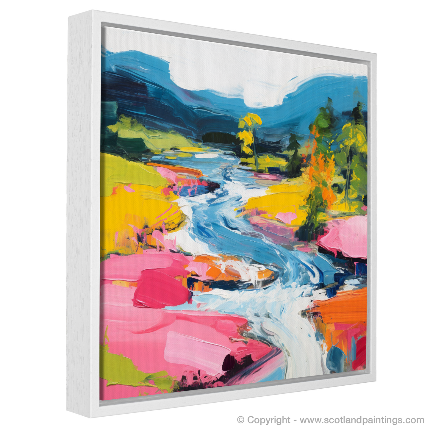 Painting and Art Print of River Garry, Highlands in summer entitled "River Garry Rhapsody: A Highland Summer Symphony".