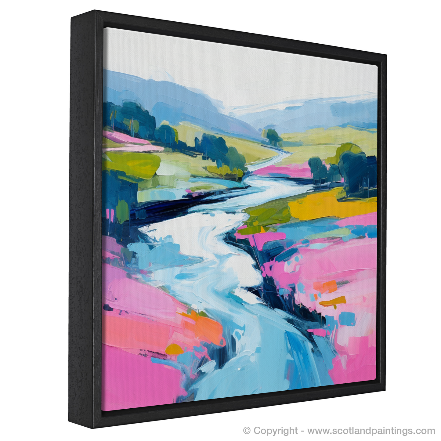 Painting and Art Print of River Garry, Highlands in summer entitled "Vibrant Rhapsody of River Garry".