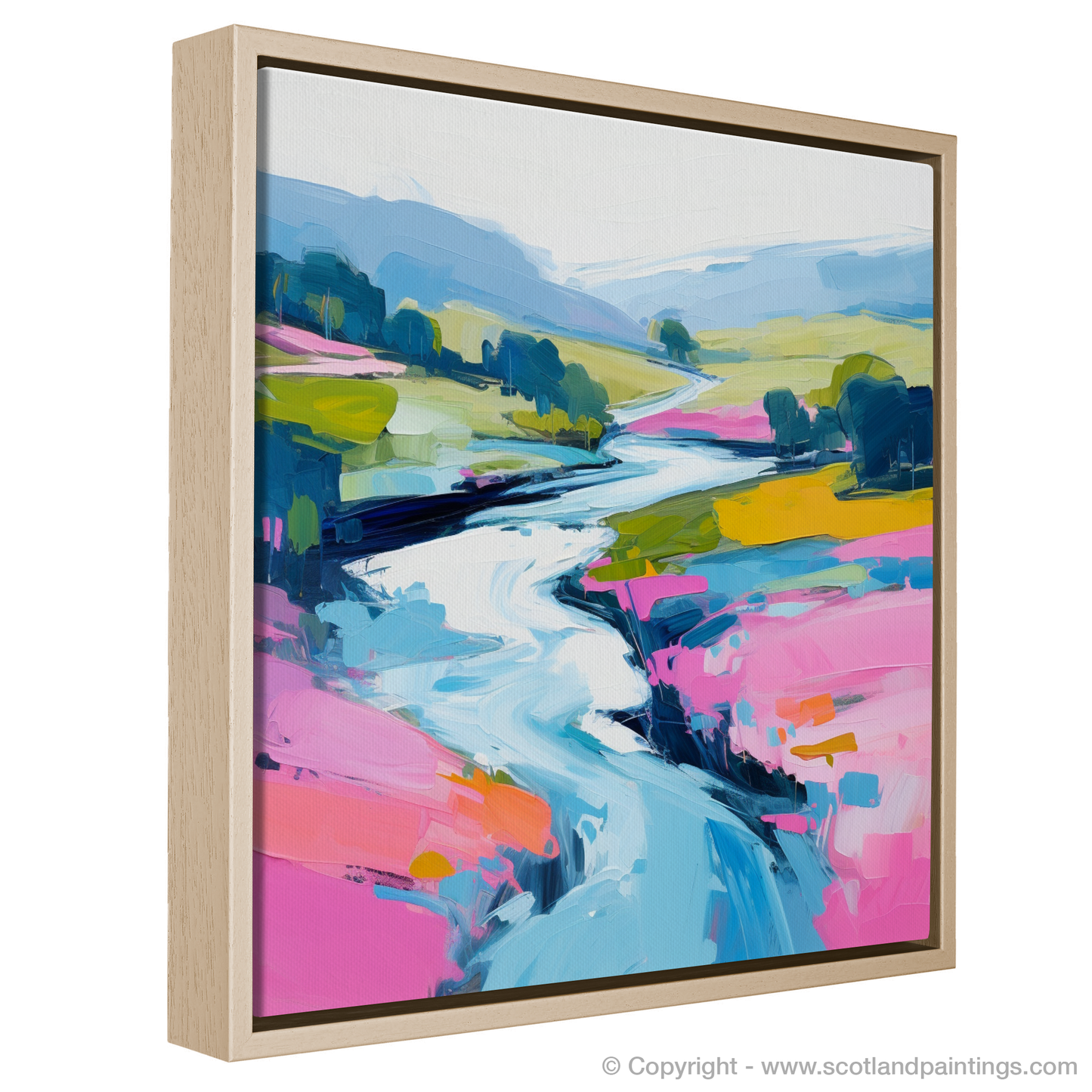 Painting and Art Print of River Garry, Highlands in summer entitled "Vibrant Rhapsody of River Garry".