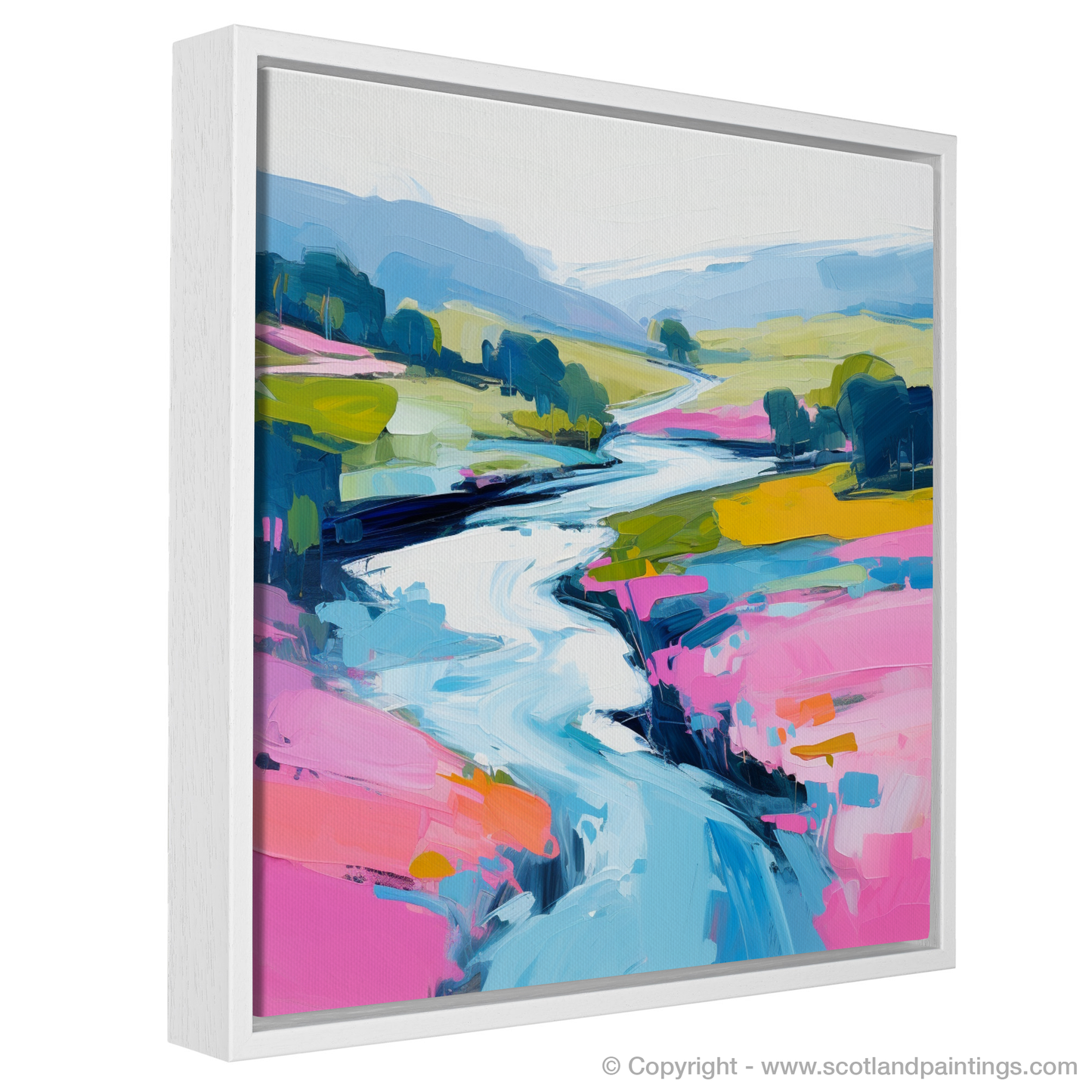 Painting and Art Print of River Garry, Highlands in summer entitled "Vibrant Rhapsody of River Garry".