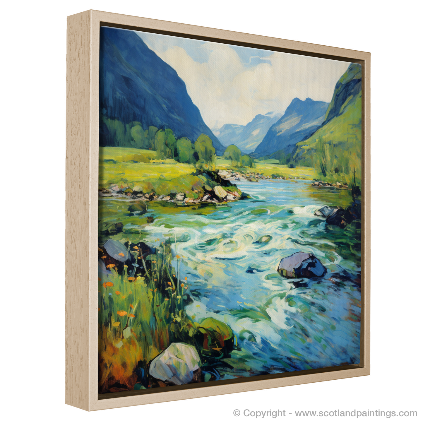 Painting and Art Print of River in Glencoe during summer entitled "Summer Serenade at River Glencoe".