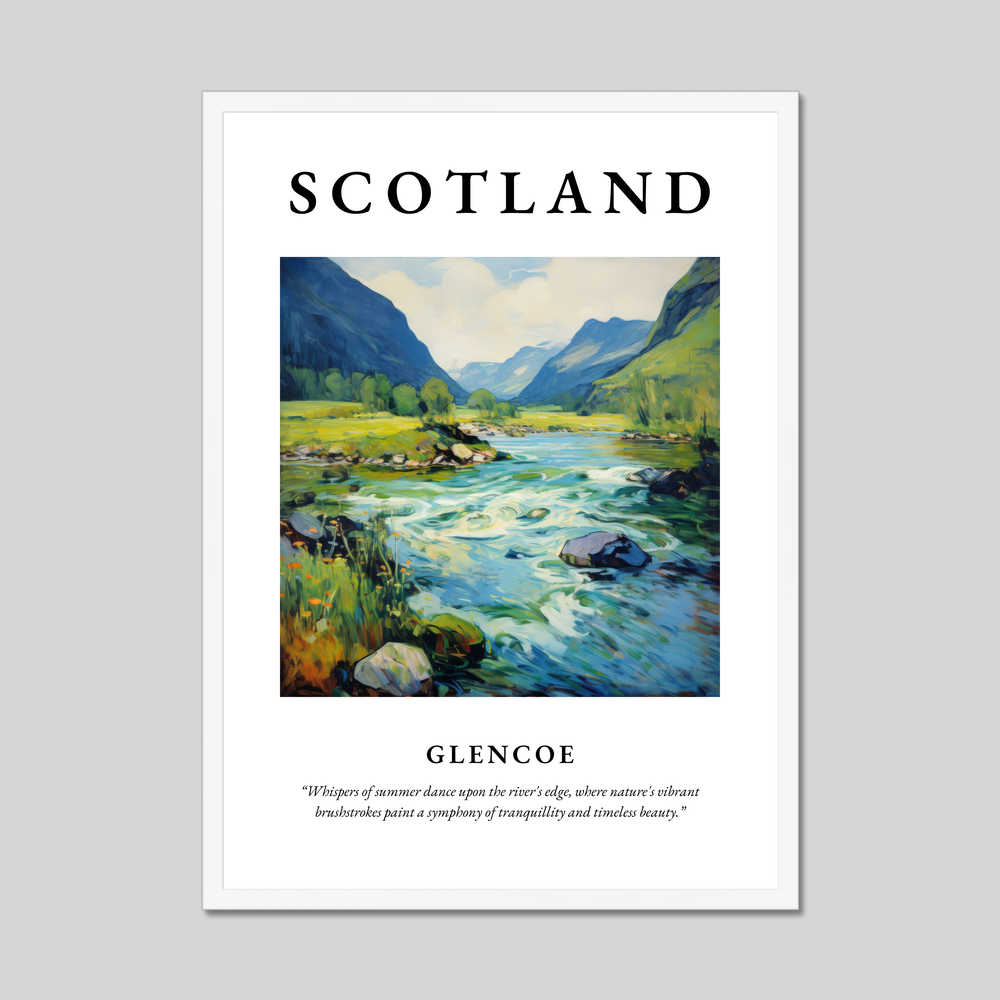 Poster in a white frame with the word Scotland