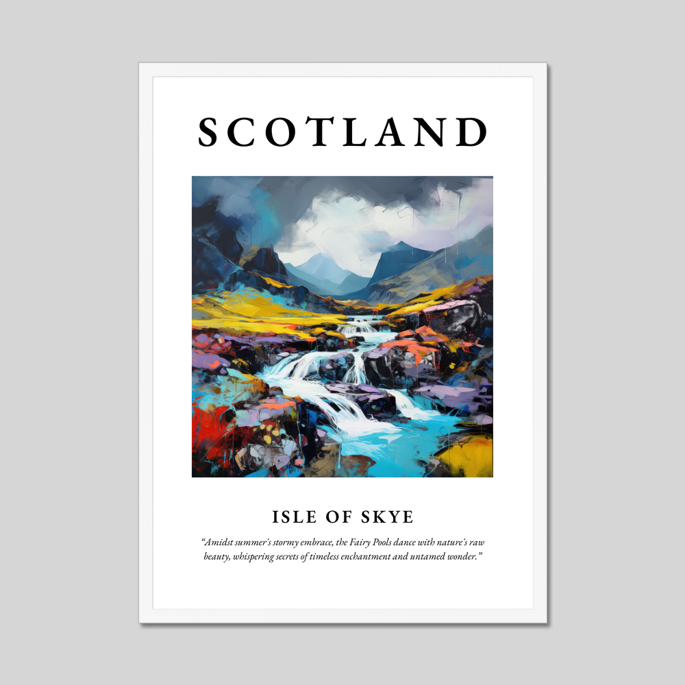 Poster in a white frame with the word Scotland