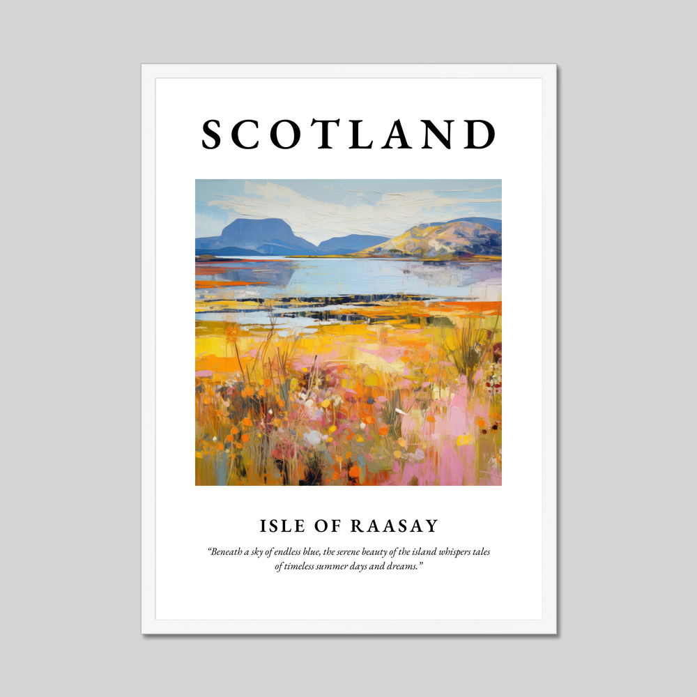 Poster in a white frame with the word Scotland