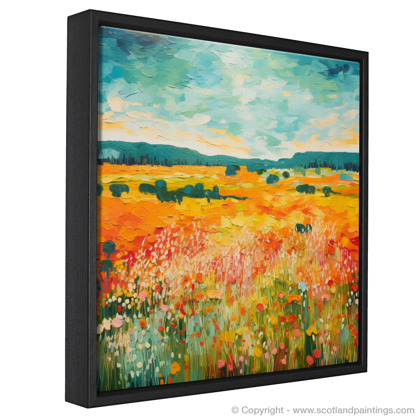 Painting and Art Print of Glenesk, Angus in summer entitled "Summer Blaze in Glenesk".