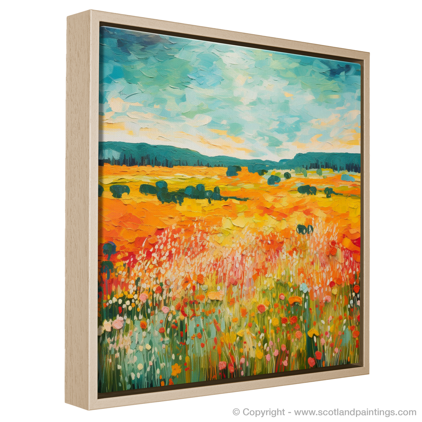 Painting and Art Print of Glenesk, Angus in summer entitled "Summer Blaze in Glenesk".