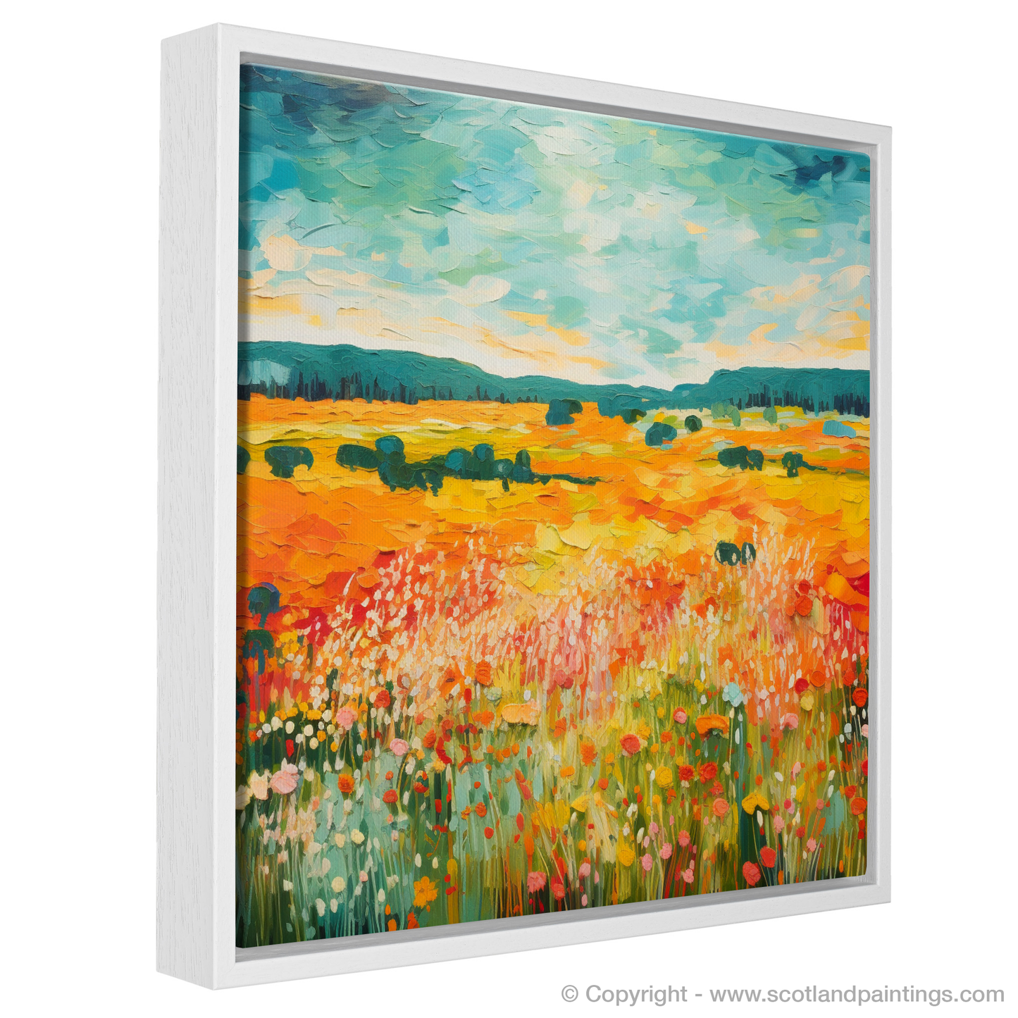 Painting and Art Print of Glenesk, Angus in summer entitled "Summer Blaze in Glenesk".