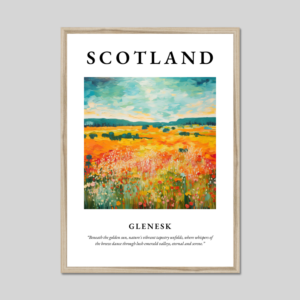 Poster in a natural frame with the word Scotland