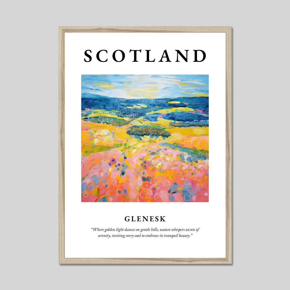 Poster in a natural frame with the word Scotland