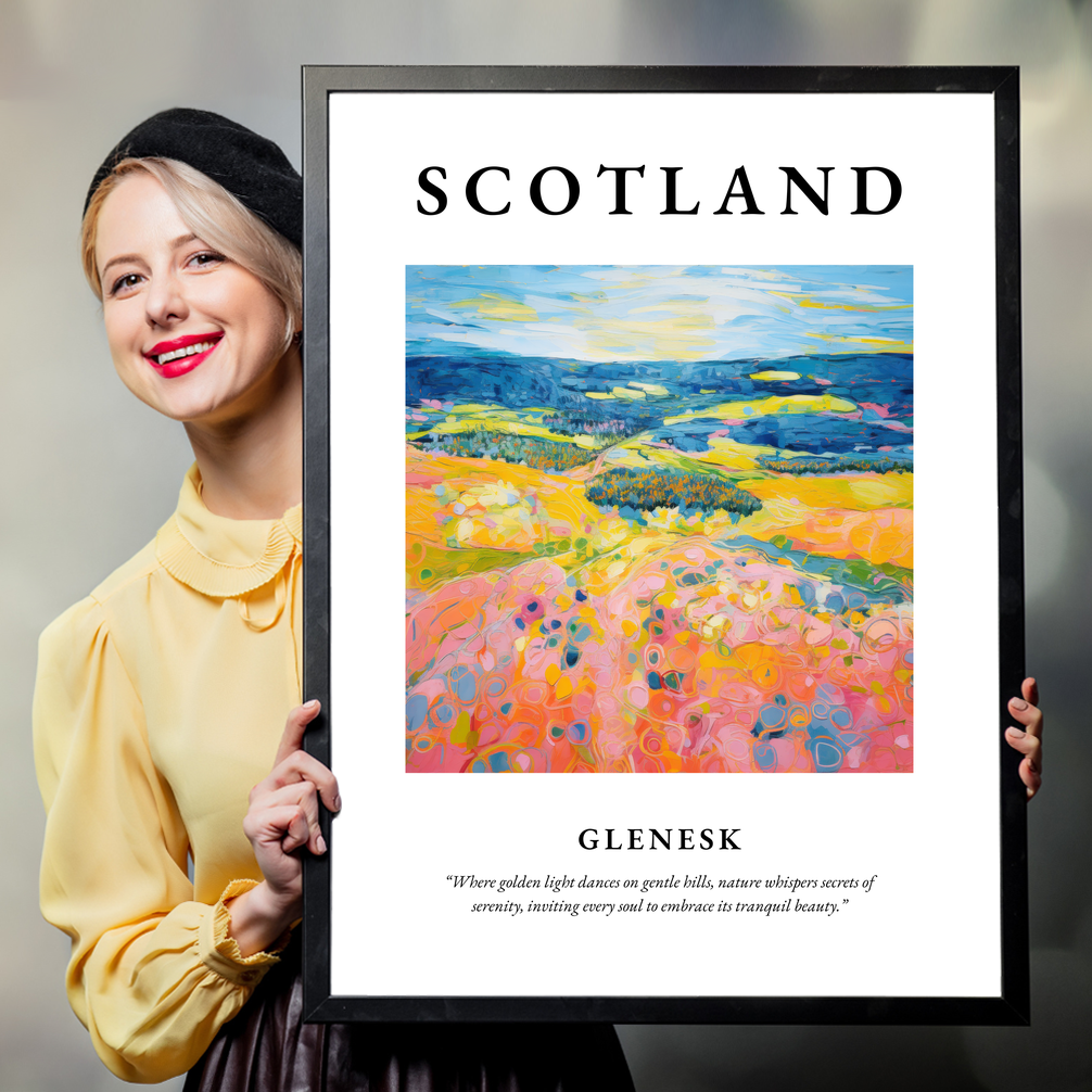 Person holding a poster of Glenesk