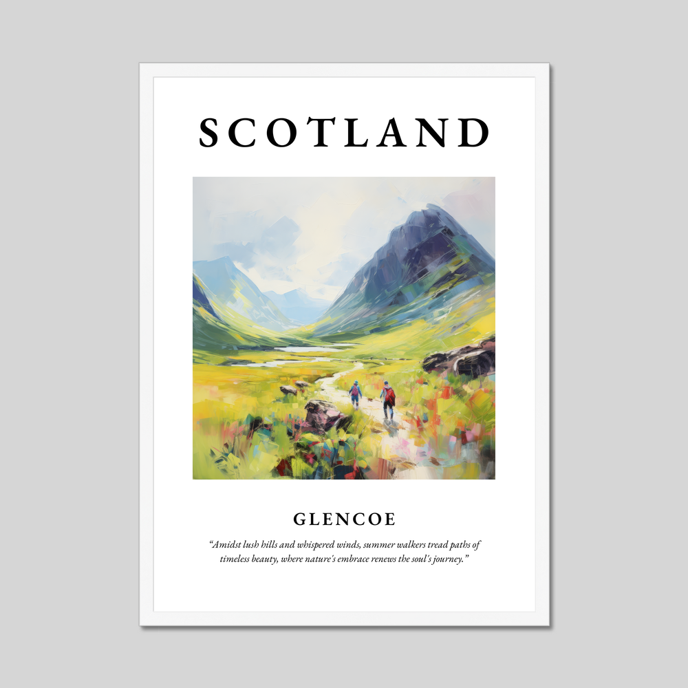 Poster in a white frame with the word Scotland