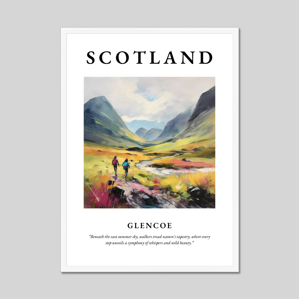 Poster in a white frame with the word Scotland